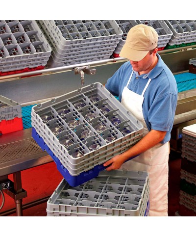 Cambro - 16S738-108 - Cesta  lavado  (50 x 50 cm) para copas/vasos con 16 comp. y 3 ext. - ø máx. 10,9 cm - alt. máx. 20 cm