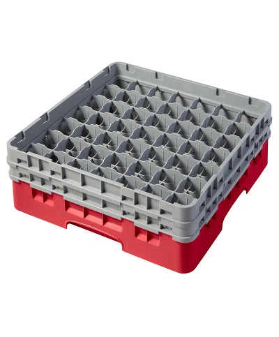 Cambro - 49S434-108 - Cesta  lavado  (50 x 50 cm) para copas/vasos con 49 comp. y 2 ext. - ø máx. 6 cm - alt. máx. 13,5 cm