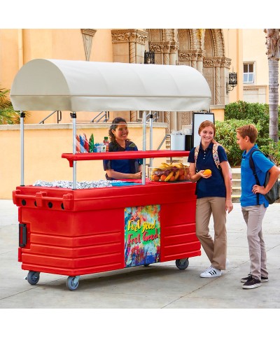 Carro de venta móvil Camkiosk con 6 receptáculos y toldo - 216 x 85 x 239 cm