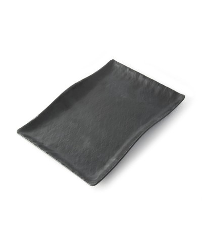 Adrier - RCTP3221-MBK / Colección TERRAL - Plato rectangular grande con borde ondeado - (32 x 21 x 3,5 cm)