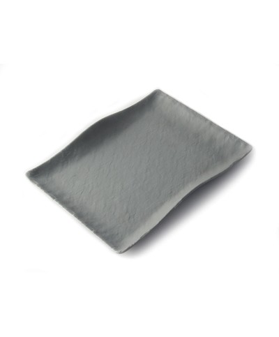 Adrier - RCTP2719-GRY / Colección TERRAL - Plato rectangular mediano con borde ondeado - (27 x 19 x 3,5 cm)