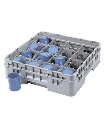 Cambro - 16C414-151 / Cesta de lavado de (50 x 50 cm) para tazas con 16 compartimentos de 11,1 x 11,1 cm altura máx. 10,7 cm