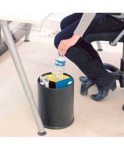 Probbax - WB-1251-BLA / Papelera de separación de residuos con recipientes separadores de colores - 25,5 cm Ø x 30,8 cm - 13 L