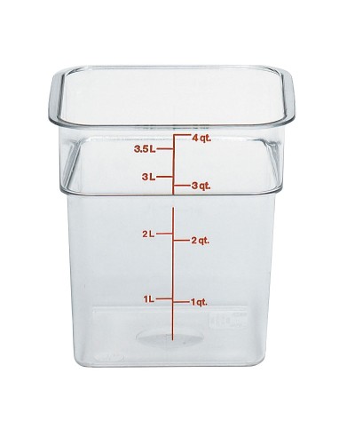 Cambro - 4SFSCW-135 / Recipiente cuadrado de policarbonato - (18,5 x 18,5 x 18,7 cm) - (3,8 litros)