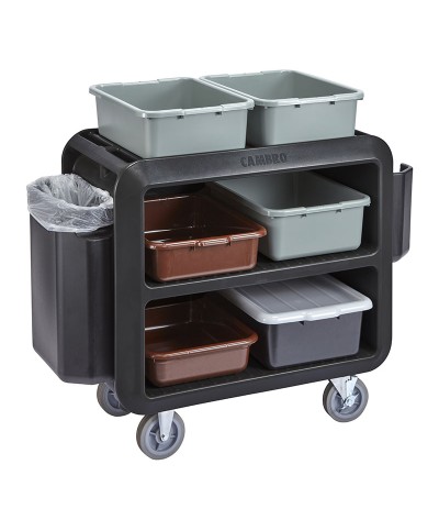 Cambro - SC330-110 / Carro de Servicio robusto (2 ruedas fijas y 2 giratorias con freno) - (95,3 x 55,9 x 94,6 cm) - Negro