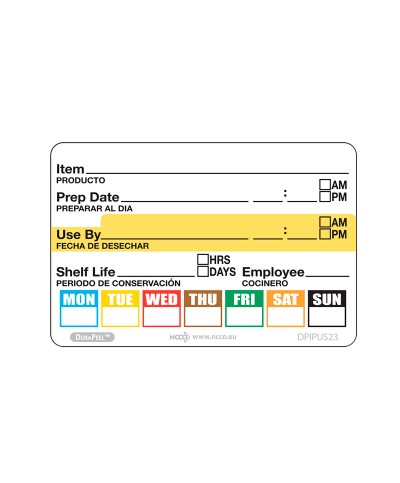 NCCO - DPIPUS23R / Etiqueta desplegable para 7 días de la semana - (5 x 8 cm) (500 etq/rollo)