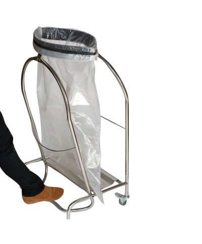 Probbax - SO-2104-MSSTL / Porta bolsas con 2 ruedas - 98 x 55 x 42,5 cm - Acero brillante