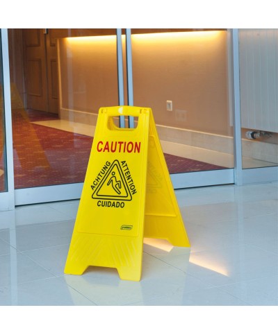 Probbax - FS-1001-YEL / Señal de suelo "CUIDADO" - 28 x 4 x 60 cm (Plegable para optimizar el espacio de almacenamiento)