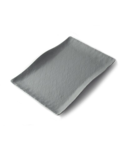 Adrier - RCTP3221-GRY / Colección TERRAL - Plato rectangular grande con borde ondeado - (32 x 21 x 3,5 cm)
