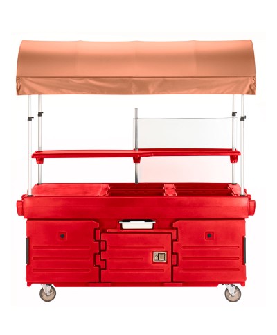 Carro de venta móvil Camkiosk con 4 receptáculos y toldo - 216 x 85 x 239 cm