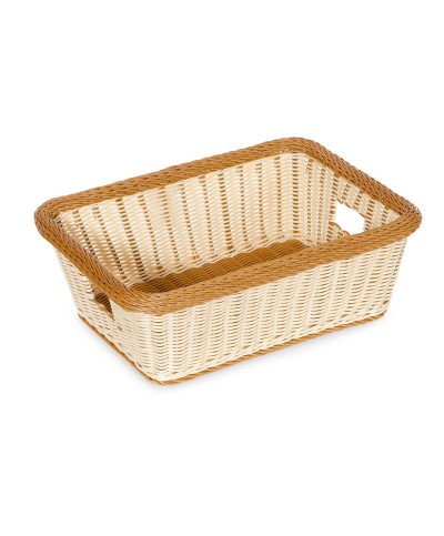 Cesta rectangular con asas imitación mimbre - 47 x 34,3 cm x 17,1 cm prof.