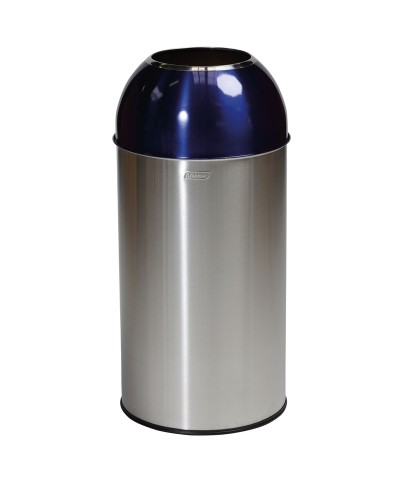 Probbax - OD-6140-SBLU / Papelera de cúpula abierta con tapa azul - 38 cm de Ø x 74 cm de alto - 40 L