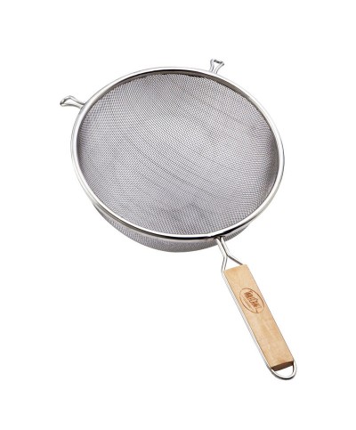 Colador de malla simple estañado con mango de madera - malla fina de 20 cm