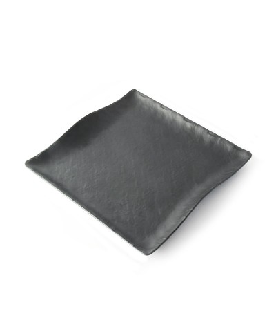 Adrier - SQP2828-MBK / Colección TERRAL - Plato cuadrado con borde ondeado - (28 x 28 x 2,5 cm)