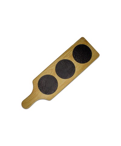 Adrier - TTRP3C-WS / Colección TOFU&KALE - Tabla de presentación diseño triple compartimento circular (35x13 cm) +10 cm asa