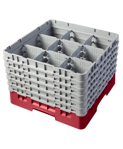 Cambro - 9S1114-163 / Cesta de lavado (50 x 50 cm) para copas y vasos con 9 comp. 6 alt. - dia. máx. 14,8 cm alt. máx. 29,9 cm