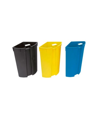 Probbax - WB-1251-SSSTL / Papelera separación de residuos con recipientes separadores de colores - 25,5 cm Ø x 30,8 cm - 13 L