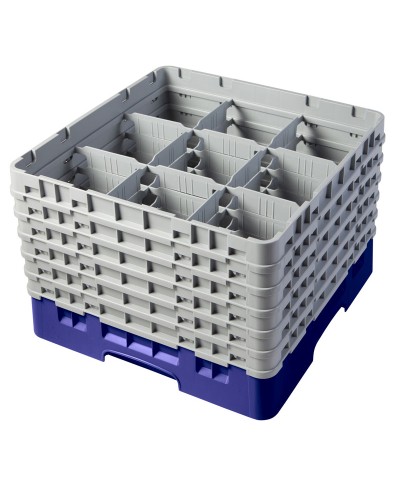 Cambro - 9S1114-186 / Cesta de lavado (50 x 50 cm) para copas y vasos con 9 comp. 6 alt. - dia. máx. 14,8 cm alt. máx. 29,9 cm