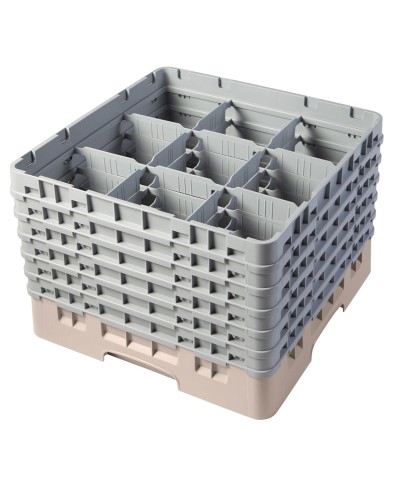 Cambro - 9S1114-184 / Cesta de lavado (50 x 50 cm) para copas y vasos con 9 comp. 6 alt. - dia. máx. 14,8 cm alt. máx. 29,9 cm