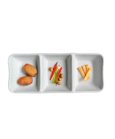 Adrier - SRCTB19482-BRU / Colección BRUMA - Cuenco rectangular 3 compartimentos - 19 x 8 cm x 2,5 cm alto