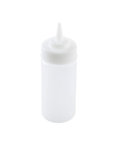 Botella exprimible incolora 53 mm de boca y 237 ml