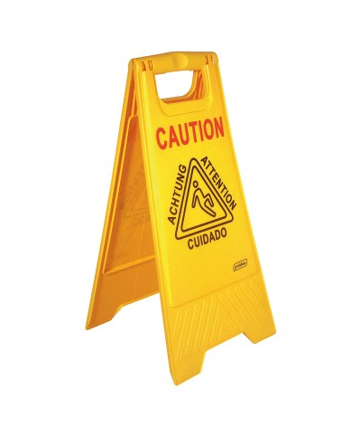 Probbax - FS-1001-YEL / Señal de suelo "CUIDADO" - 28 x 4 x 60 cm (Plegable para optimizar el espacio de almacenamiento)