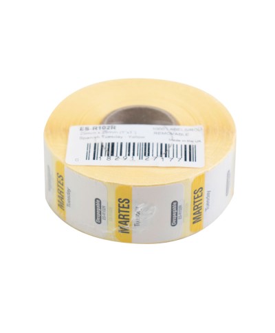 NCCO - SR102R / Rollo de 1000 etiquetas despegables "MARTES" - ( 2,5 x 2,5 cm)