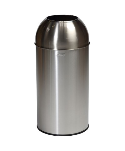 Probbax - OD-6140-SSSTL / Papelera de cúpula abierta con tapa plateada - 38 cm de Ø x 74 cm de alto - 40 L