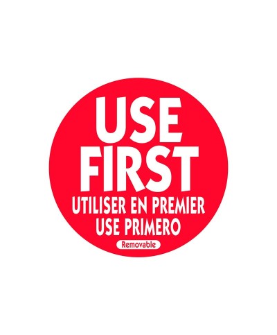 NCCO - RUF2R / Rollo de 500 etiquetas despegables "USE FIRST" (versión trilingüe) - (5 cm Ø)