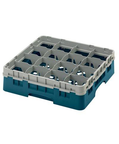 Cambro - 16S418-414 / Cesta de lavado (50 x 50 cm) para copas y vasos con 16 comp. 1 alt. - dia. máx. 10,9 cm alt. máx. 11,8 cm