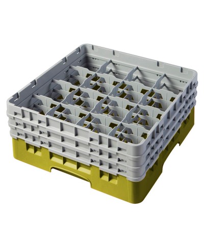 Cambro - 16S638-108 / Cesta de lavado (50 x 50 cm) para copas y vasos con 16 comp. 3 alt. - dia. máx. 10,9 cm alt. máx. 17,6 cm