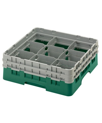 Cambro - 9S434-119 / Cesta de lavado (50 x 50 cm) para copas y vasos con 9 comp. 2 alt. - dia. máx. 14,8 cm alt. máx. 13,5 cm