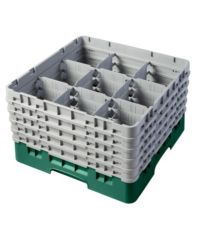 Cambro - 9S958-119 / Cesta de lavado (50 x 50 cm) para copas y vasos con 9 comp. 5 alt. - dia. máx. 14,8 cm alt. máx. 25,8 cm
