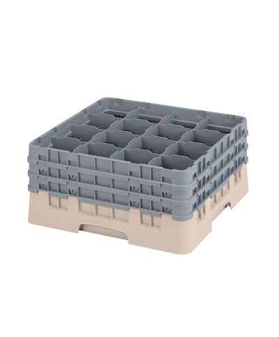 Cambro - 16S738-184 / Cesta de lavado (50 x 50 cm) para copas y vasos con 16 comp. 3 alt. - dia. máx. 10,9 cm alt. máx. 20 cm