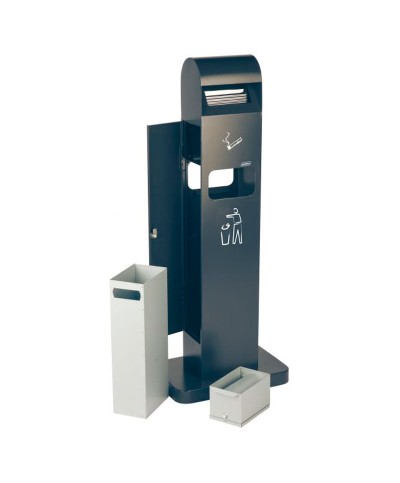 Probbax - AT-0262-DGRY / Cenicero de suelo para exterior con papelera - 40 x 26 x 104 cm - 12,5 L