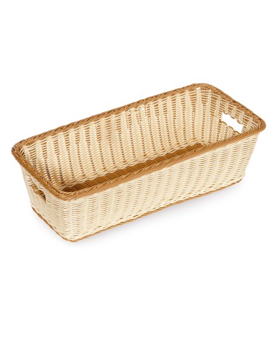 Cesta rectangular con asas imitación mimbre - 58,4 x 27,9 cm x 17,1 cm prof.