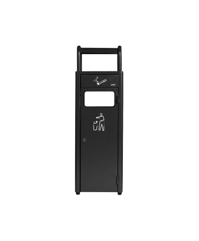 Probbax - AT-1272-DGRY / Cenicero de suelo para exterior con papelera - 30 x 25 x 96 cm - 27 L