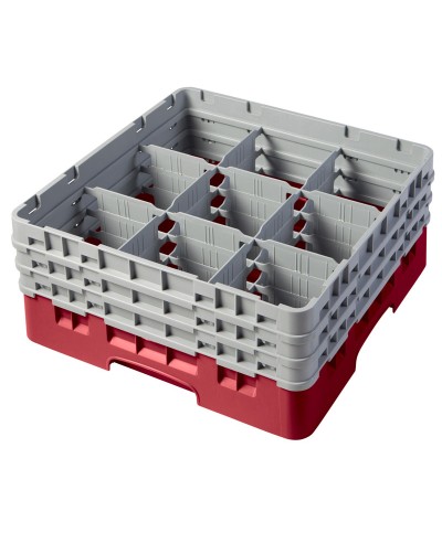 Cambro - 9S638-416 / Cesta de lavado (50 x 50 cm) para copas y vasos con 9 comp. 3 alt. - dia. máx. 14,8 cm alt. máx. 17,6 cm