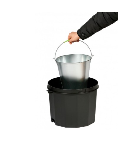 Probbax - AT-0990-DGRY / Cenicero de plástico ignífugo V0 - 35,8 cm Ø x 95 cm - 10L