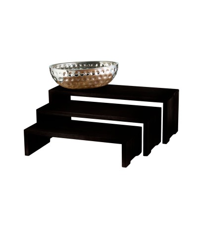 Set de 3 elevadores de madera en cascada pintado en - Peq. 44 x 18 x 11,5 cm / Med. 48,5 x 18 x 15,5 cm / Gra. 56 x 18 x 18 cm