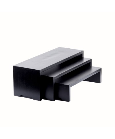 Set de 3 elevadores de madera en cascada pintado en - Peq. 44 x 18 x 11,5 cm / Med. 48,5 x 18 x 15,5 cm / Gra. 56 x 18 x 18 cm