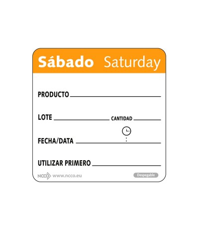 NCCO - SRIDU2206 / Rollo de 500 etiquetas despegables - "SÁBADO" - (5 x 5 cm)