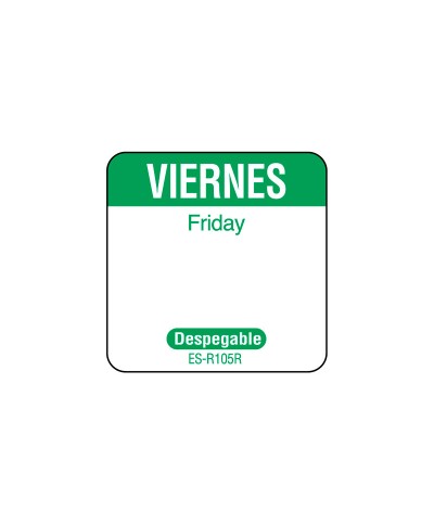 NCCO - SR105R / Rollo de 1000 etiquetas despegables "VIERNES" - ( 2,5 x 2,5 cm)