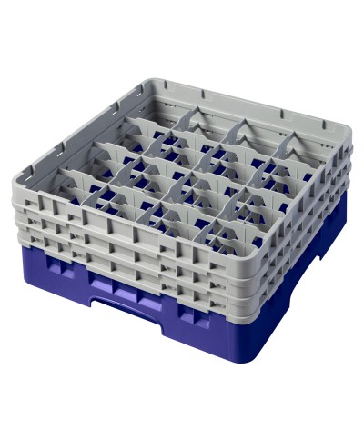 Cambro - 16S638-186 / Cesta de lavado (50 x 50 cm) para copas y vasos con 16 comp. 3 alt. - dia. máx. 10,9 cm alt. máx. 17,6 cm