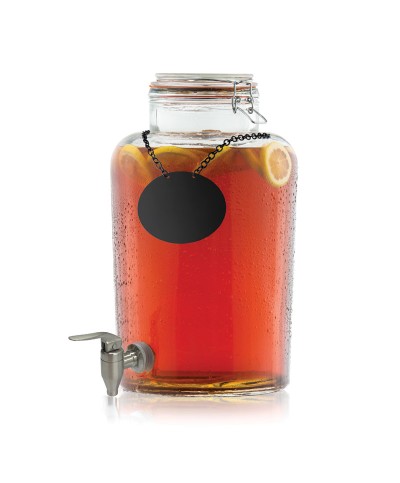 Dispensador de cristal, grifo acero inox. - 21 x 26,5 x 35,5 cm - 8,7 L.