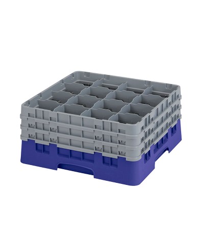 Cambro - 16S738-186 / Cesta de lavado (50 x 50 cm) para copas y vasos con 16 comp. 3 alt. - dia. máx. 10,9 cm alt. máx. 20 cm