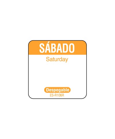 NCCO - SR106R / Rollo de 1000 etiquetas despegables "SÁBADO" - ( 2,5 x 2,5 cm)