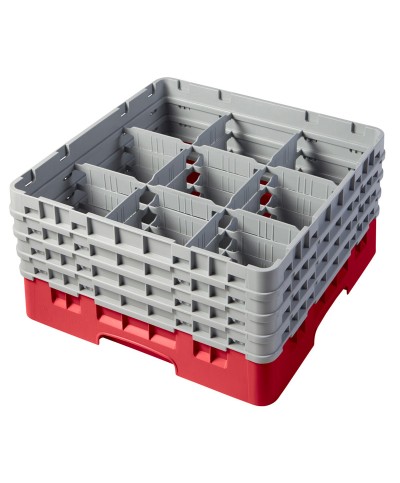 Cambro - 9S800-163 / Cesta de lavado (50 x 50 cm) para copas y vasos con 9 comp. 4 alt. - dia. máx. 14,8 cm alt. máx. 21,7 cm