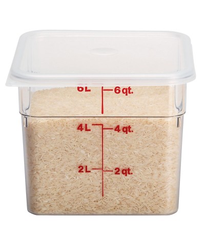 Cambro - 6SFSCW-135 / Recipiente cuadrado de policarbonato - (21,5 x 21,5 x 18,5 cm) - (5,7 litros)