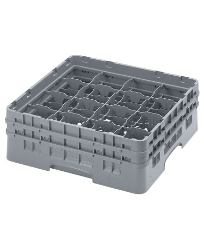 Cambro - 16S434-151 / Cesta de lavado (50 x 50 cm) para copas y vasos con 16 comp. 2 alt. - dia. máx. 10,9 cm alt. máx. 13,5 cm